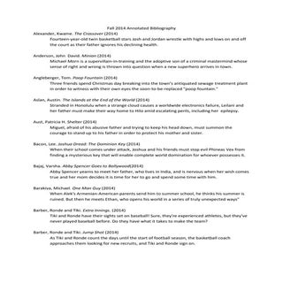Fall 2014 annotated bibliography