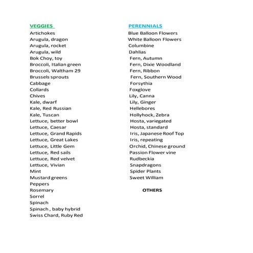 Fall 2017 Plant Sale