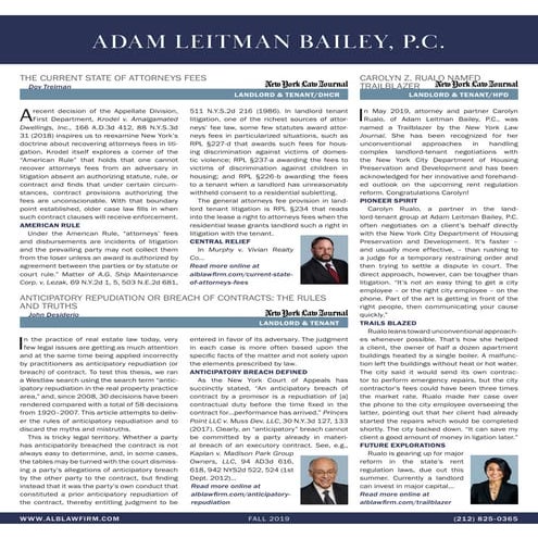 Adam Leitman Bailey, P.C. Fall 2019 Newsletter