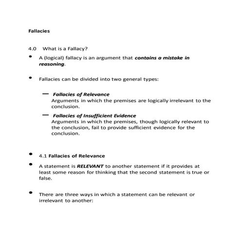 Fallacies notes
