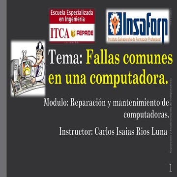 Documento De Hardware Tipos De Fallas Pptx