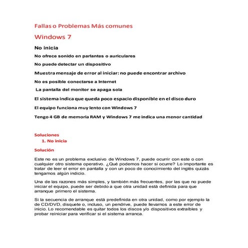 Fallas o problemas mas comunes del windows 8 ,7, xp