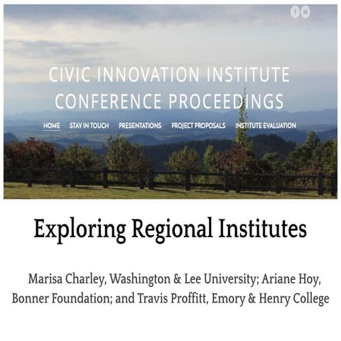 Exploring the Concept of Regional Institute for Faculty, Staff, Students, and...