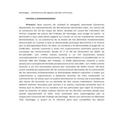 Fallo por discriminacion por incapacidad fisica