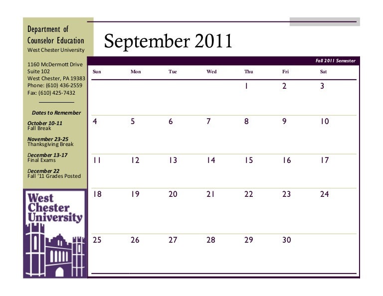 Fall Semester Calendar Counselor Ed Department Fall Semester Calendar Counselor Ed Department