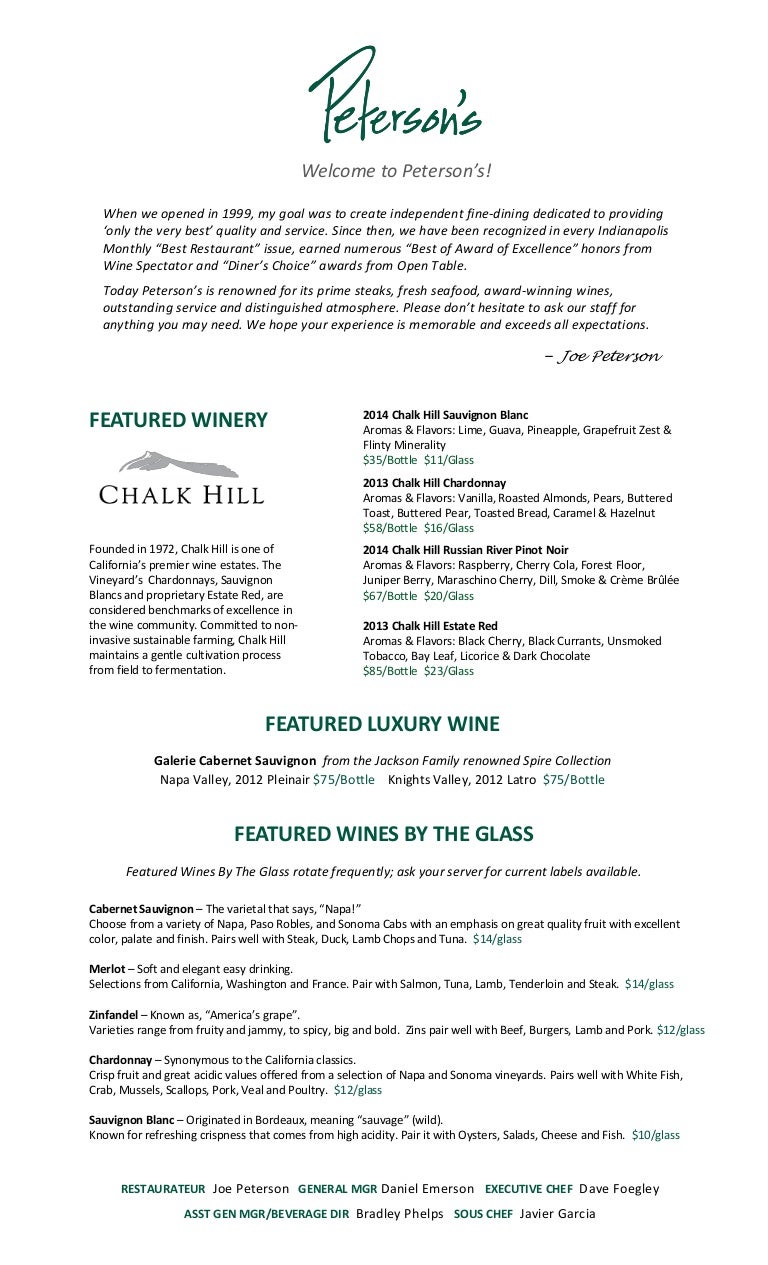 Fall Winter Dinner Menu 2016 17 Fall Winter Dinner Menu 2016 17