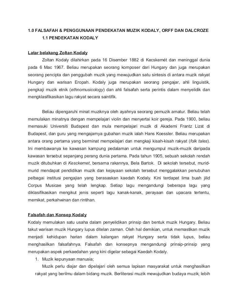 Falsafah Kodaly Orff Amp Dalcroze