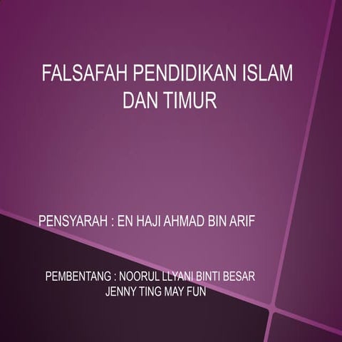Falsafah pendidikan islam dan timur