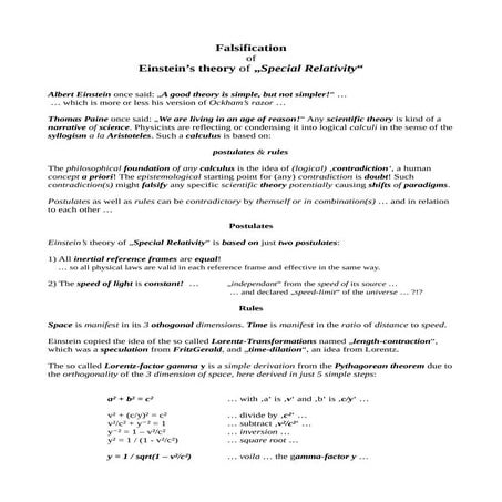 Falsification of Einstein's Theory of "Special Relativity"