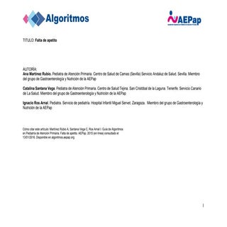Algoritmo AEPap: Falta de apetito