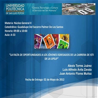 Falta de oportunidades de los egres...