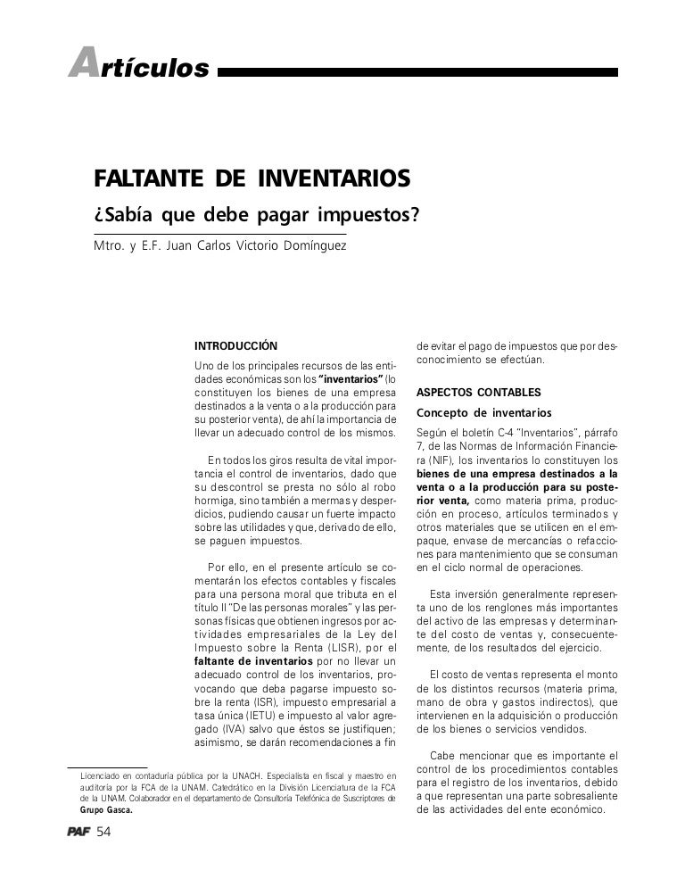Faltante de inventarios