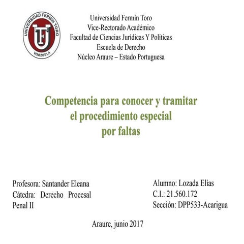 Competencia para conocer y tramitar el procedimiento especial por faltas