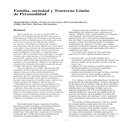 Familia, sociedad y trastorno limite de personalidad
