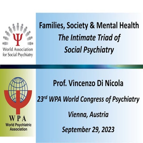  Families, Society & Psychiatry: The Intimate Triad of Social Psychiatry