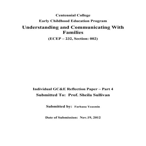 Family assignment reflection