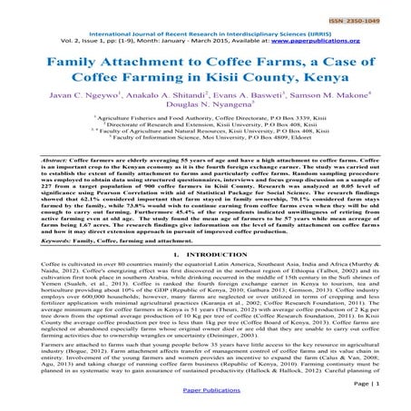 Family Attachment to Coffee Farms, a Case of Coffee Farming in Kisii County, ...