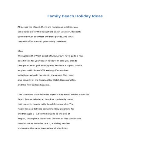 Family beach holiday ideas