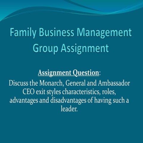 Family Business Management :   THE SIX MAIN EXIT STYLES 