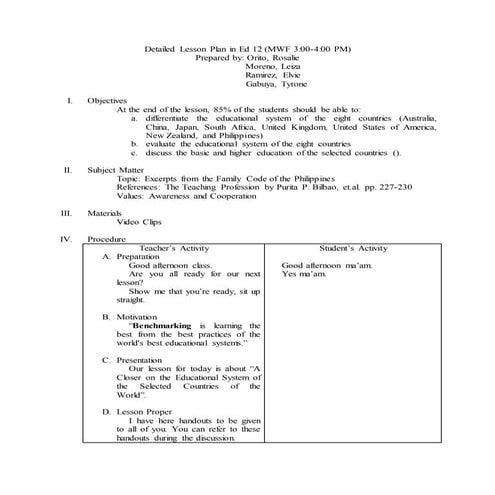 Familycodeed12lesson plan