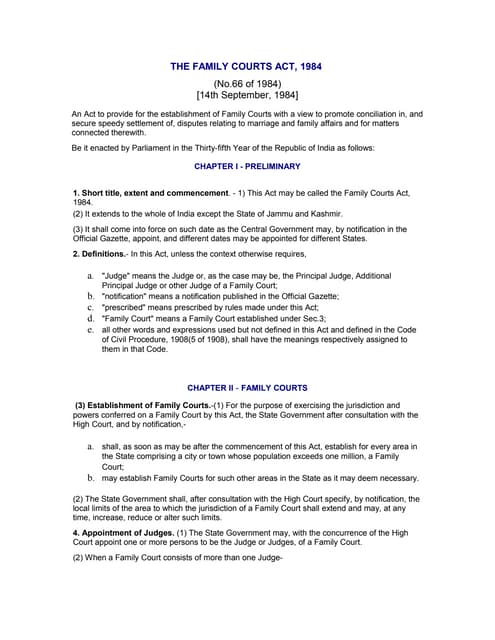 Family courts act 1984 bare act PDF Family courts act 1984 bare act PDF