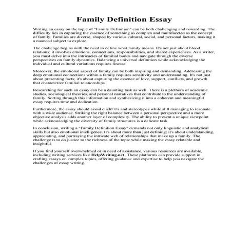 Family Definition Essay. Family Definition Essay  Short and Long Essay on Fam...