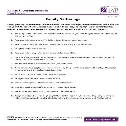 Family gatherings tip sheet | PDF