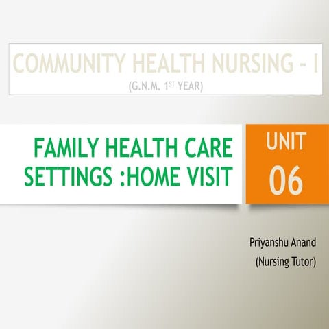family health care settings home visit - unit 6 - chn 1 - gnm 1st year.pptx