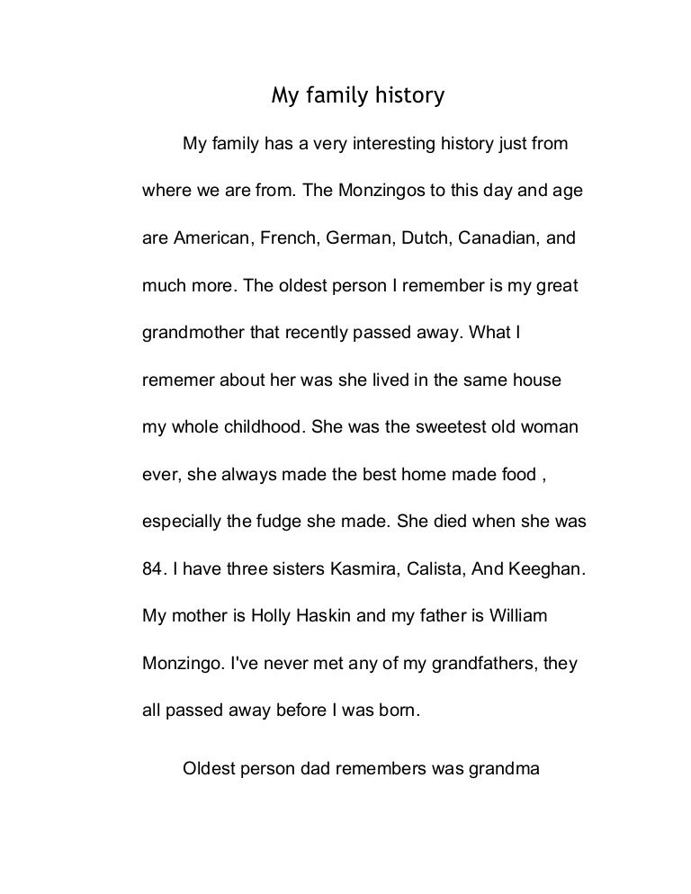 history of your family essay