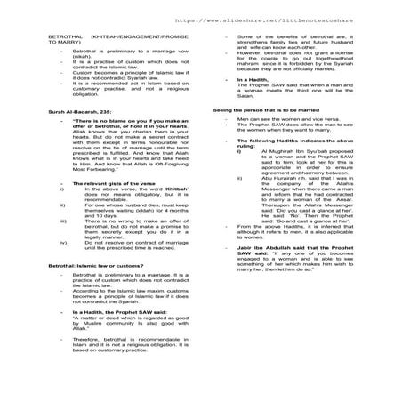 LAW605 Notes (Family Law 1: Islamic) - EXCEPT INTRODUCTION & POLYGAMOUS MARRIAGE