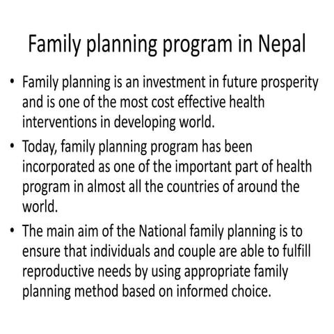 Family Planning Program in Nepal