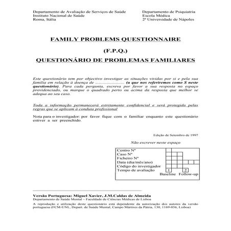 Family problems questionnaire | PDF