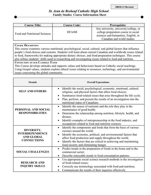 HHS4M Course Information Sheet