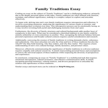 Family Traditions Essay