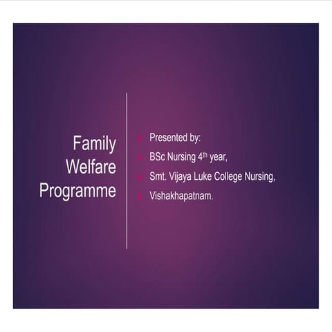 Family welfare programme