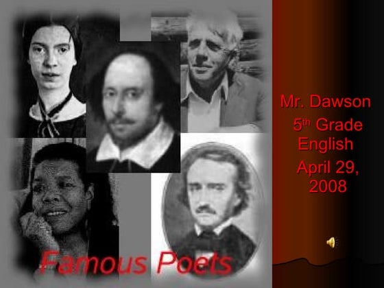 Famous poets | PPTX | Poetry | Books and Literature