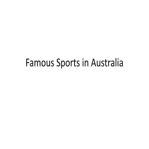 Famous Australian sports