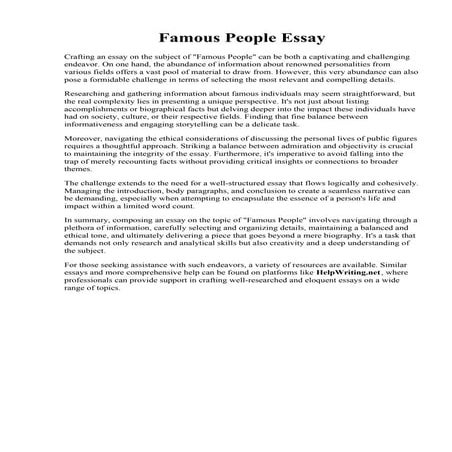Famous People Essay. College Essay About An Influential Person - Nick Huber