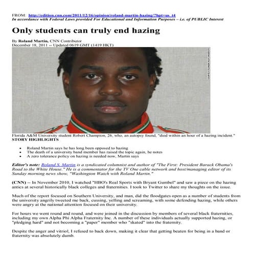 ARTICLE - FAMU STUDENTS CAN END HAZING