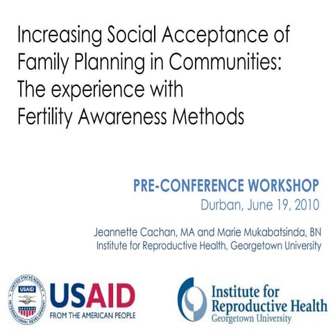 Increasing Social Acceptance of Family Planning in Communities
