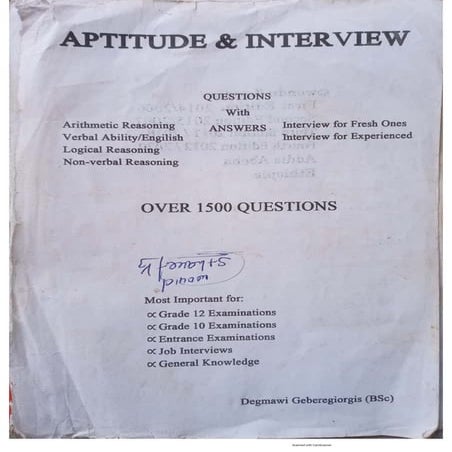 Fana Aptitude exam preparations / Aptitude exam preparations