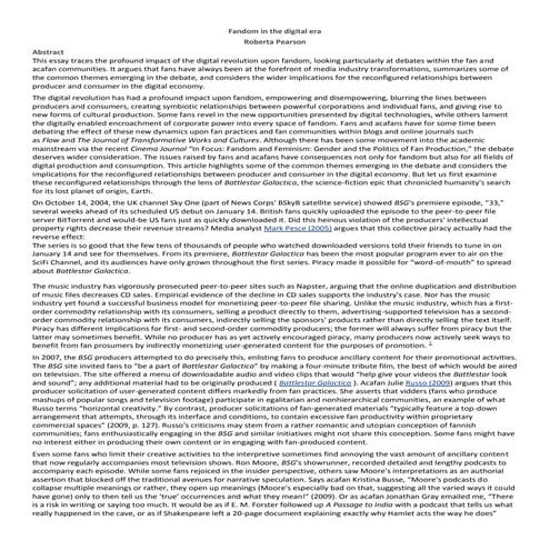 Fandom in the digital era