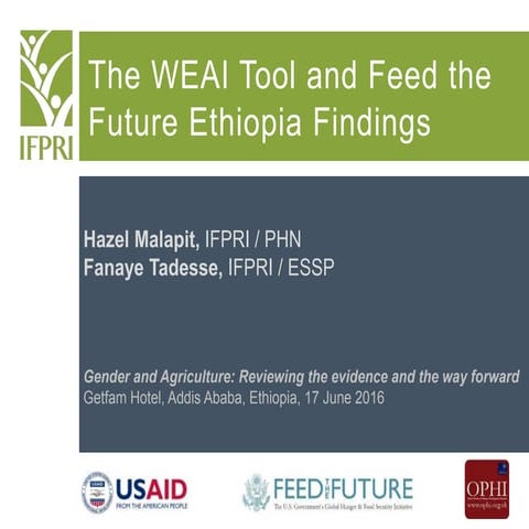 The WEAI Tool and Feed the Future Ethiopia Findings