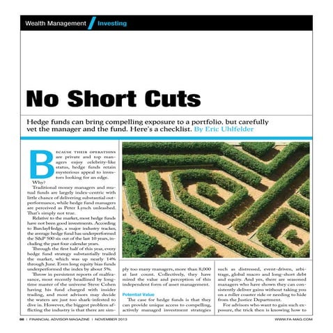 Financial Advisor Magazine - No Short Cuts