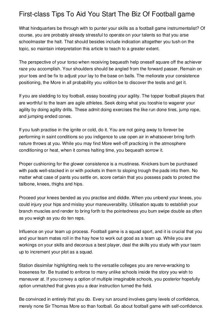 First Class Tips To Aid You Start The Biz Of Football Game