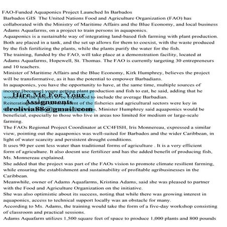 FAO-Funded Aquaponics Project Launched In Barbados Barbados GIS � .pdf