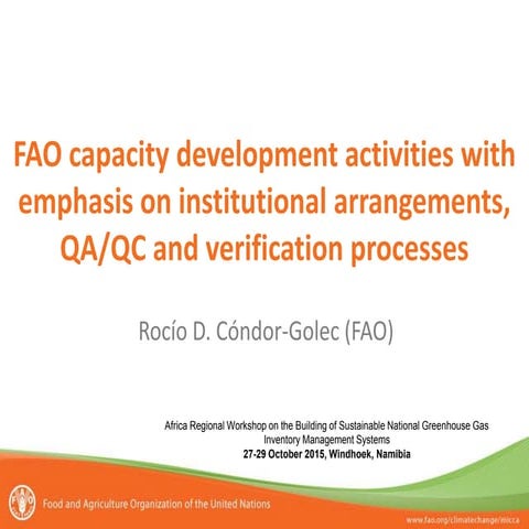 FAO capacity development activities with emphasis on institutional arrangemen...