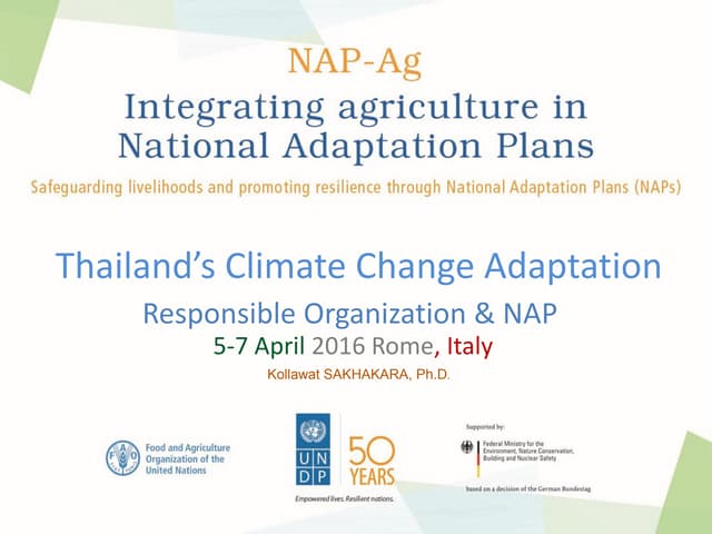Thailand’s Climate Change Adaptation: Responsible Organization & NAP