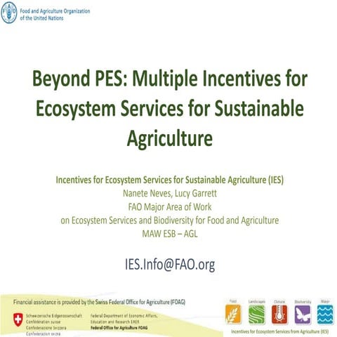 Beyond PES: Multiple Incentives for Ecosystem Services (IES) for sustainable ...