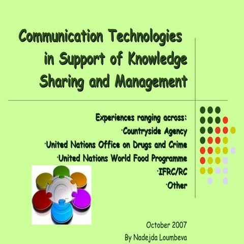 ICTs in support of knowledge management